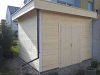 Blockbohlenhaus ohne Ecküberstand 28 mm Flachdach